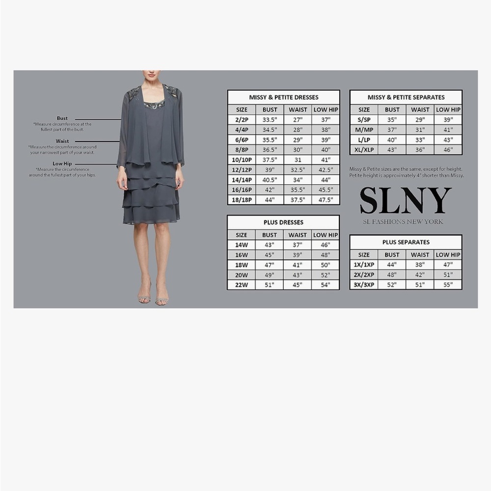 SLNY chiffon plus size two piece embellished dress and jacket - Picture 6 of 6